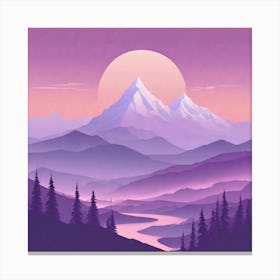 Misty mountains background in purple tone 105 Canvas Print