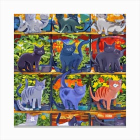 Cats In Pots Canvas Print