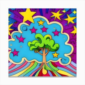 A Tree In A Sky Full Of Stars Canvas Print