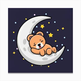 Teddy Bear Sleeping On The Moon Canvas Print