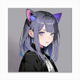 Anime Girl With Purple Ears Canvas Print