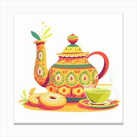 Teapot And Cookies Canvas Print