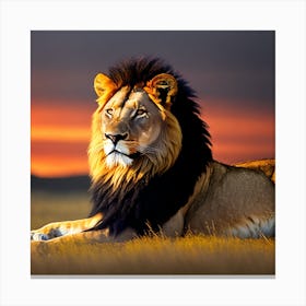 Lion At Sunset 3 Canvas Print