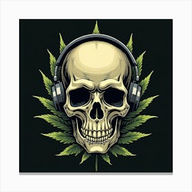 Skull With Headphones Canvas Print