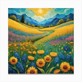 Sunflowers In The Meadow Canvas Print