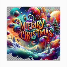 A Whimsical, Psychedelic Image Of Merry Christmas Molly Written In Vibrant, Swirling Letters, With A Transparent Background, Featuring Surreal Canvas Print