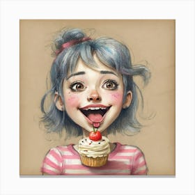 Girl With A Cupcake 1 Canvas Print