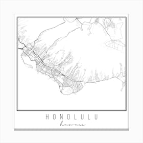 Honolulu Hawaii Street Map Canvas Print