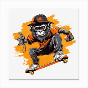 Monkey Skateboarding 1 Canvas Print