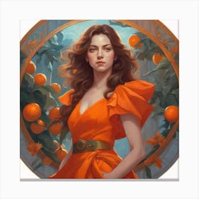 Girl In An Orange Dress Canvas Print
