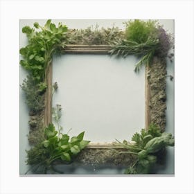 Frame Created From Herbs On Edges And Nothing In Middle Haze Ultra Detailed Film Photography Lig (5) Canvas Print