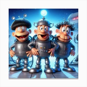 3 Stooge Robots 11 Canvas Print