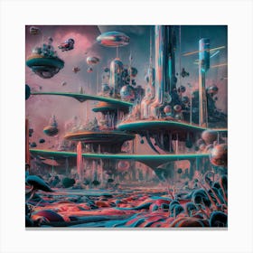 Futuristic City Abstract Art Print Canvas Print