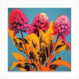 Andy Warhol Style Pop Art Flowers Celosia 1 Square Canvas Print