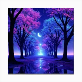 Tree Forest At Night Canvas Print