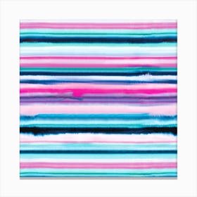 Degrade Stripes Watercolor Pink Square Canvas Print