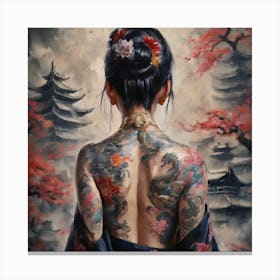 Asian Woman With Tattoos 1 Canvas Print