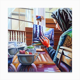 Woman Painting Canvas Print