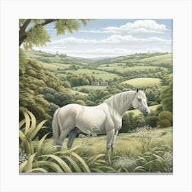 Grey Horse & Countryside Canvas Print