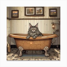 Maine Coon Cat Perched On 1 Canvas Print