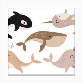 Cute Whales Canvas Print