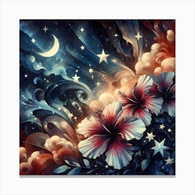 Flowers In The Night Sky Canvas Print