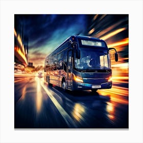 Bus Gasoline Urban Move Background Black Modern Europa Car Twilight Light Lamp Life Obs (1) Canvas Print