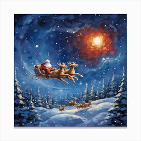 Santa Claus Flying 2 Canvas Print