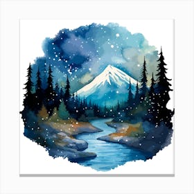 Watercolor Mountain Landscape 6 Canvas Print