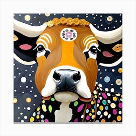 Cow With Stars Canvas Print