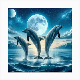 Dolphins In The Sea 1 Canvas Print