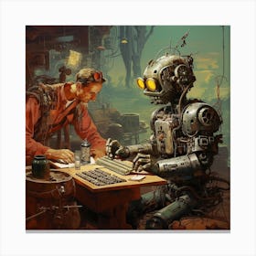 Robot And A Man Canvas Print