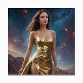 Girl In A Gold Dress Canvas Print