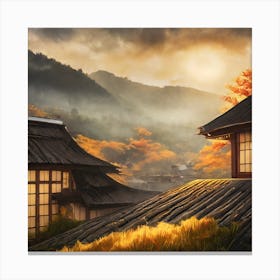 Firefly Rustic Rooftop Japanese Vintage Village Landscape 11419 Canvas Print