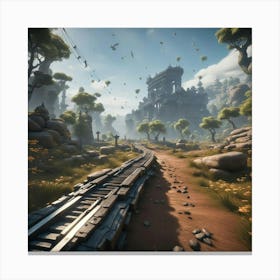 Train Track In The Forest Canvas Print