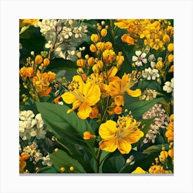 Yellow Flowers Seamless Pattern Art Canvas Print