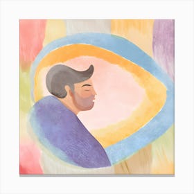 Man Meditating in Colorful Aura Canvas Print