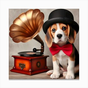 Beagle In Top Hat~Reimagined 1 Canvas Print