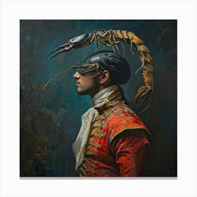 Surreal Realism Painting Of A Scorpion Human Hybrid In Regal Attire Portrayed In Profile View Embo Canvas Print