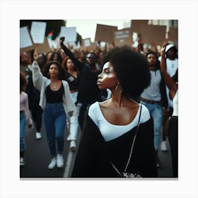 Black Woman Protesting Canvas Print