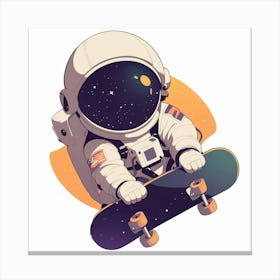 Astronaut Skateboarding Canvas Print