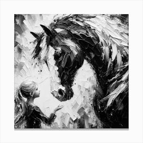 Black White Horse Canvas Print