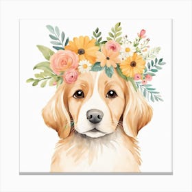 Floral Baby Dog Nursery Illustration (3) Canvas Print