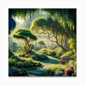 Tranquil Haven: A Serene Garden Escape 3 Canvas Print