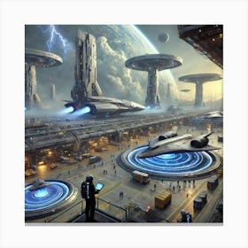 Venusian Enclave Landing Bays Spaceports Converted Canvas Print