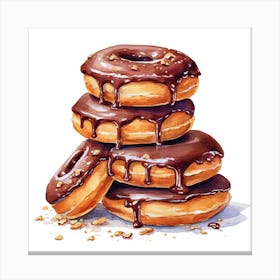 Stack Of Chocolate Donuts 3 Canvas Print