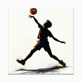 Silhouette Of Soccer Player Canvas Print