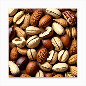 Nuts On A Brown Background 3 Canvas Print