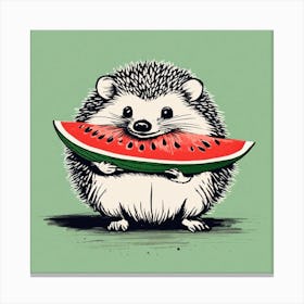 Hedgehog Eating Watermelon Canvas Print