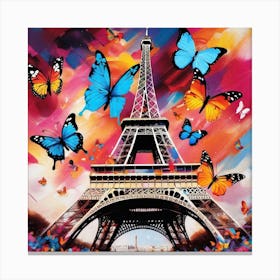 Butterflies On The Eiffel Tower 1 Canvas Print